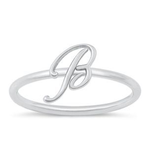 Script letter ring letter B ring available sz 5-10 sterling silver 925